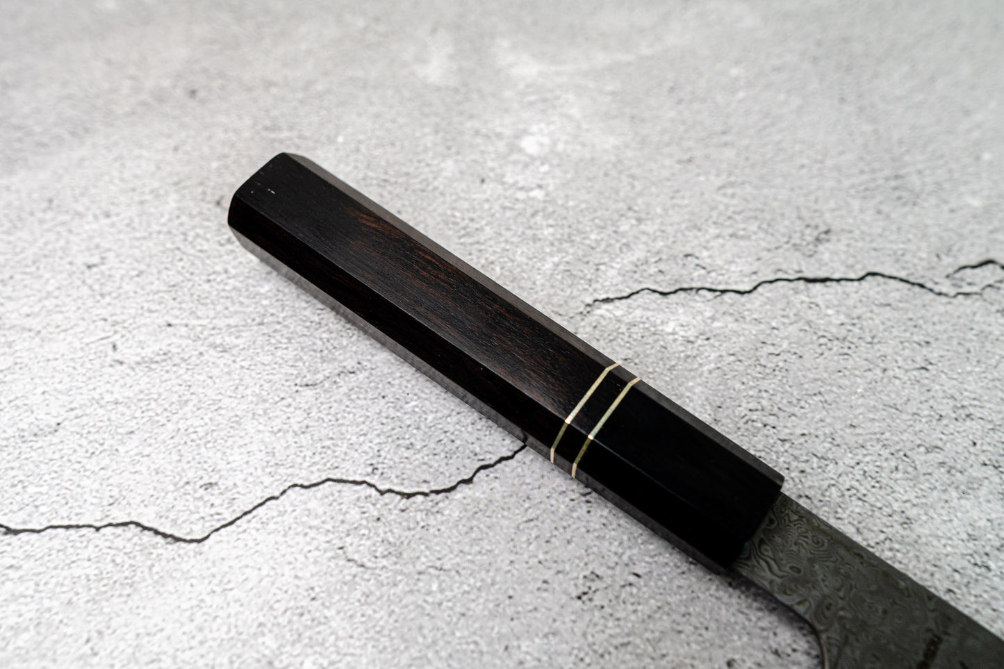 Couteau à lame fixe Noseto 110 couches en acier Damas Super Steel Gyuto, manche octogonal en bois d'ébène et pierre noire