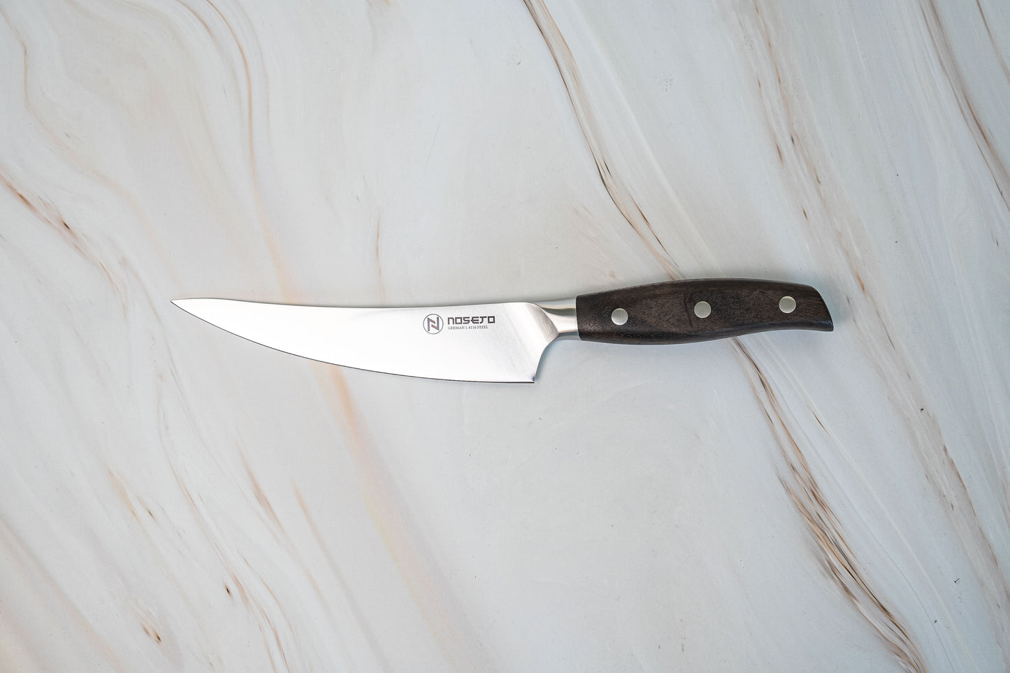 NOSETO Couteau à désosser allemand 170 mm en acier inoxydable de haute qualité avec manche en bois de santal rouge