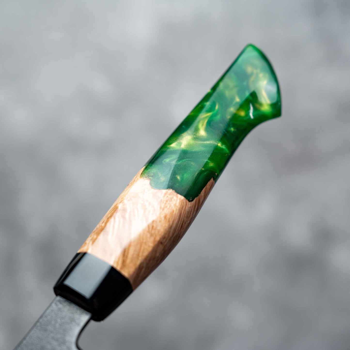 Noseto Arai Gyuto 210 mm 3 couches, noyau en acier poudré MD606 teinté noir avec résine et bois stabilisé