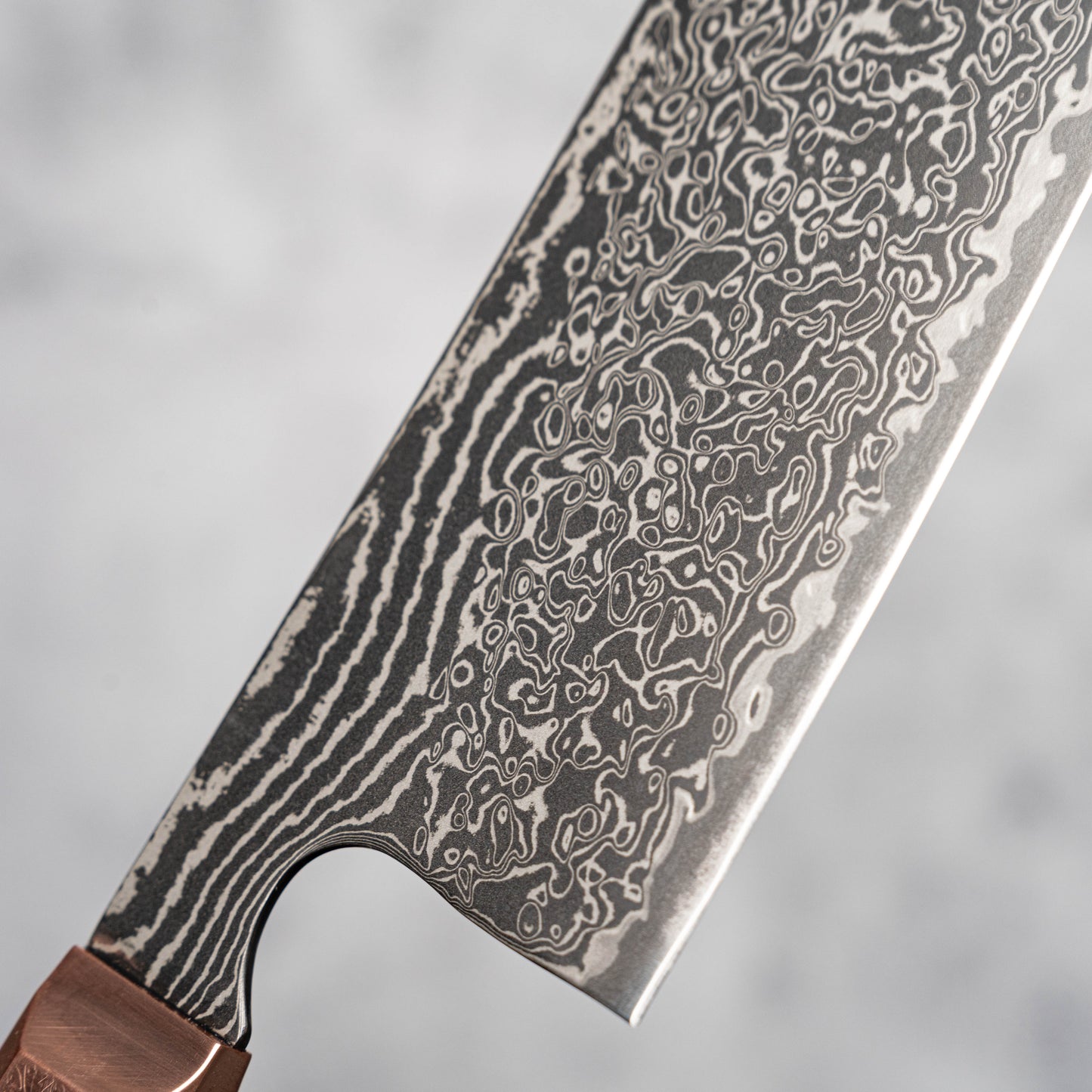 Couteau Nakiri Noseto Masu 170 mm, 67 couches, acier Damas Aus-10, avec renfort en cuivre et fibre de carbone