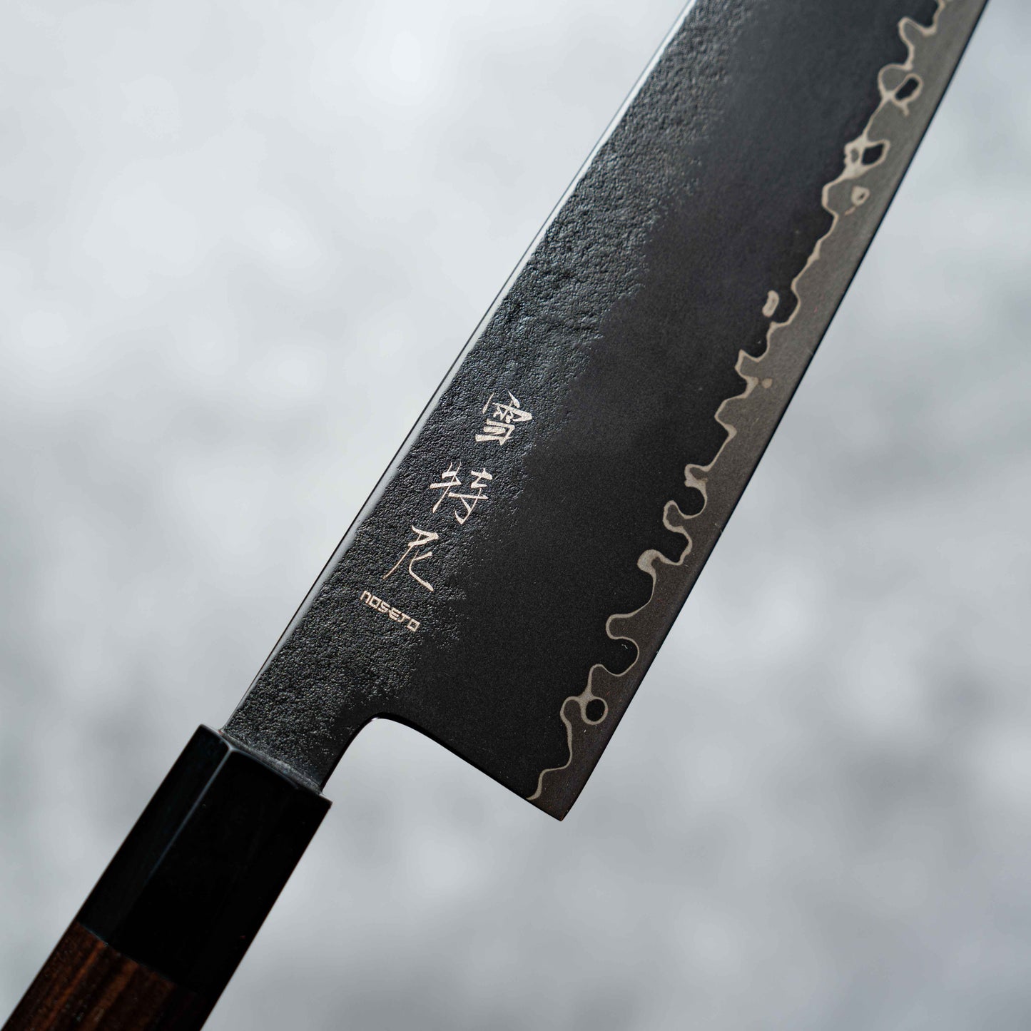 Noseto Arai Kiritsuke 210mm 3 Layers Black Dyeing MD606 Powder Steel Core with Octagonal Ebony and Buffalo Horn