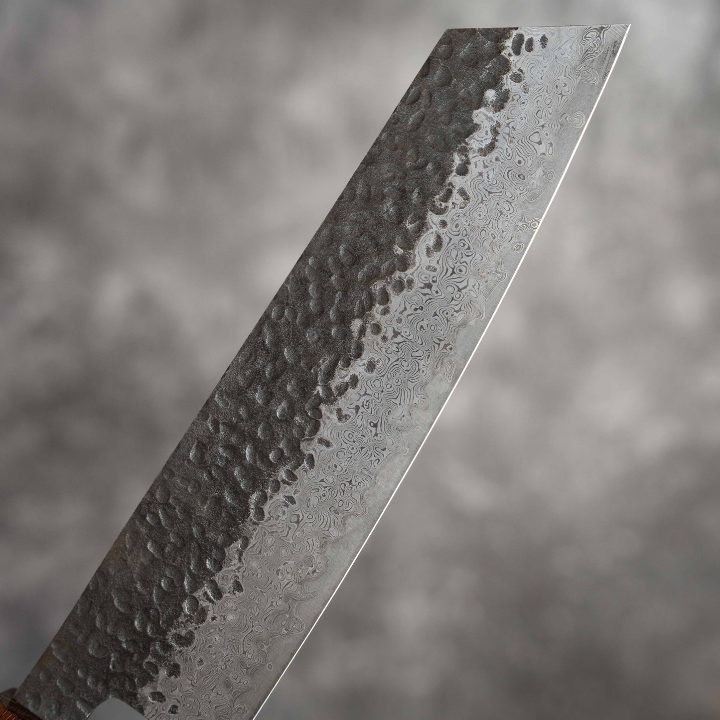 Noseto Kuki Bunka 190 mm 67 couches Damas Finition Tsuchime Bois Pakka Noir