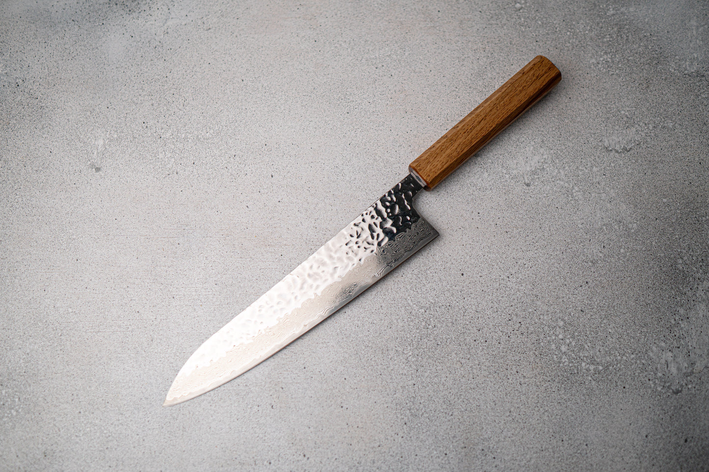 Seisuke Tsukikage AUS10 Migaki Finished Hammered Damascus Gyuto Japanese Knife 240mm Oak Handle
