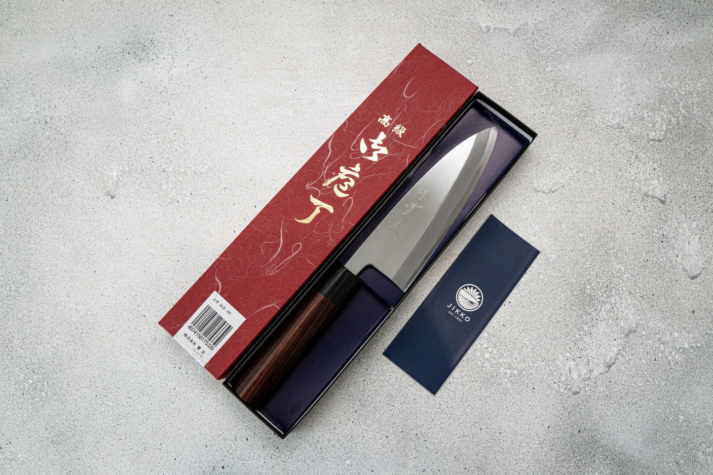 Couteau japonais Jikko White Steel n° 2 Deba, manche Shitan, 165 mm