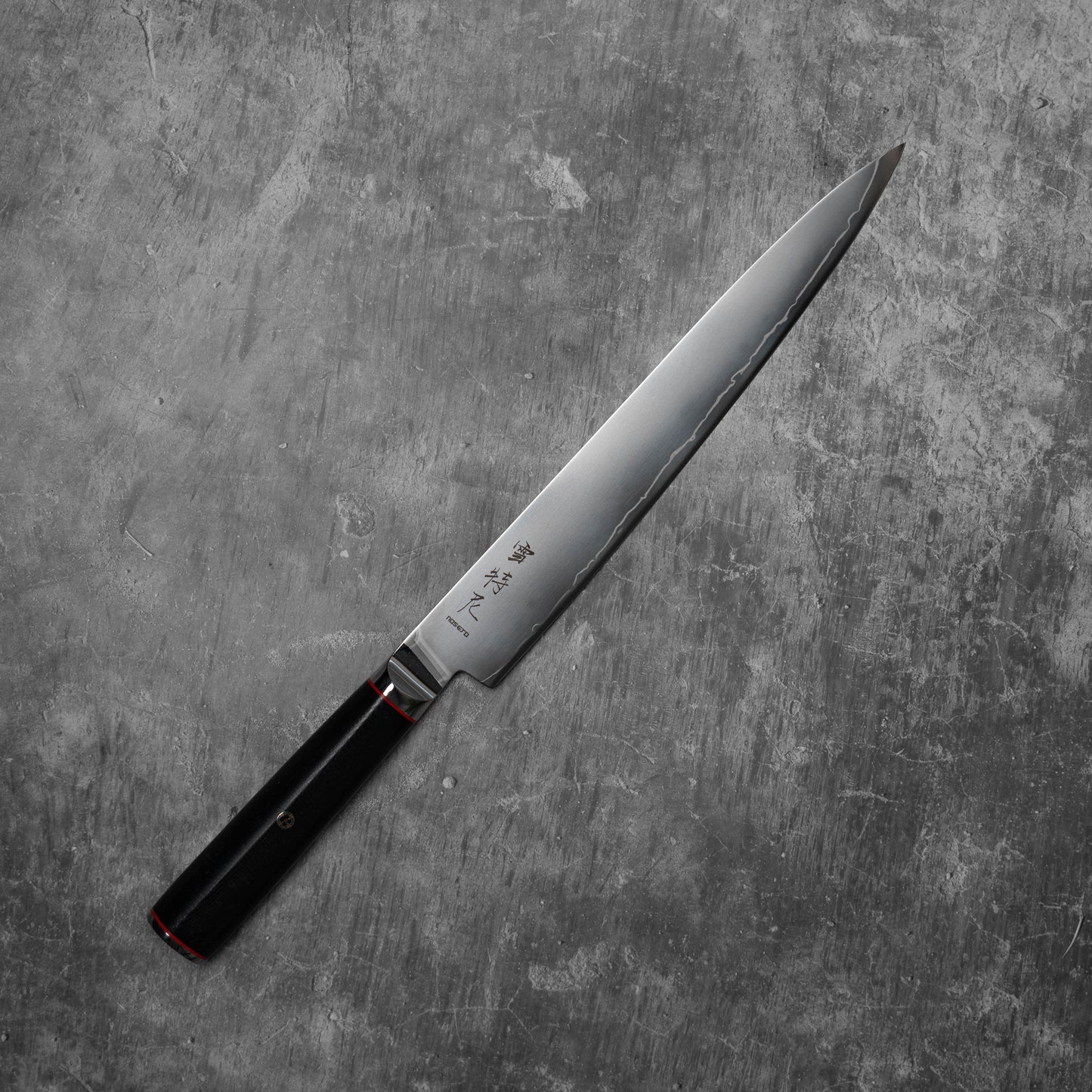 Couteau de chasse Noseto Sumi 240 mm Sujihiki 3 couches en acier composite VG-10, noyau en acier, manche en fibre de verre G-10