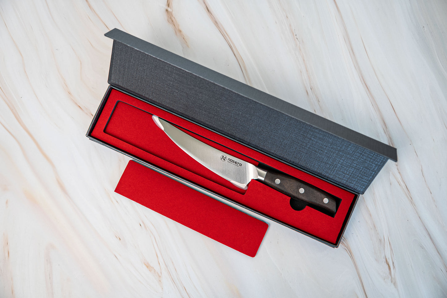 NOSETO Couteau à désosser allemand 170 mm en acier inoxydable de haute qualité avec manche en bois de santal rouge