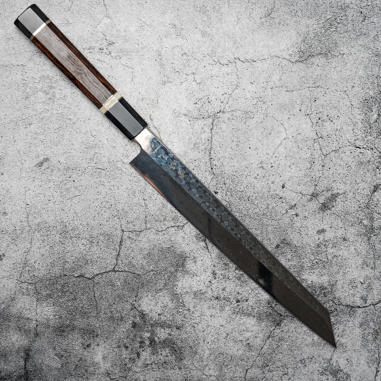 Couteau à sushi Noseto Yanagiba Kiritsuke 270 mm en acier damas 110 couches à haute teneur en carbone avec manche en bois de fer