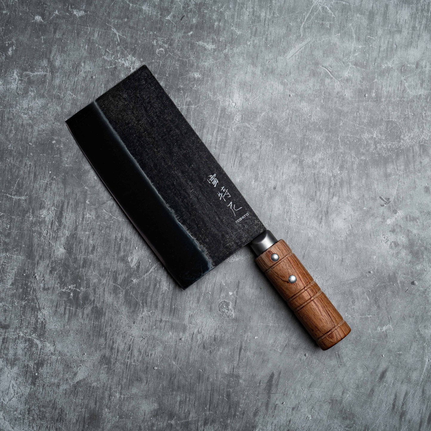 Couperet chinois Noseto 180 mm en acier inoxydable, revêtement noir en bois de padouk
