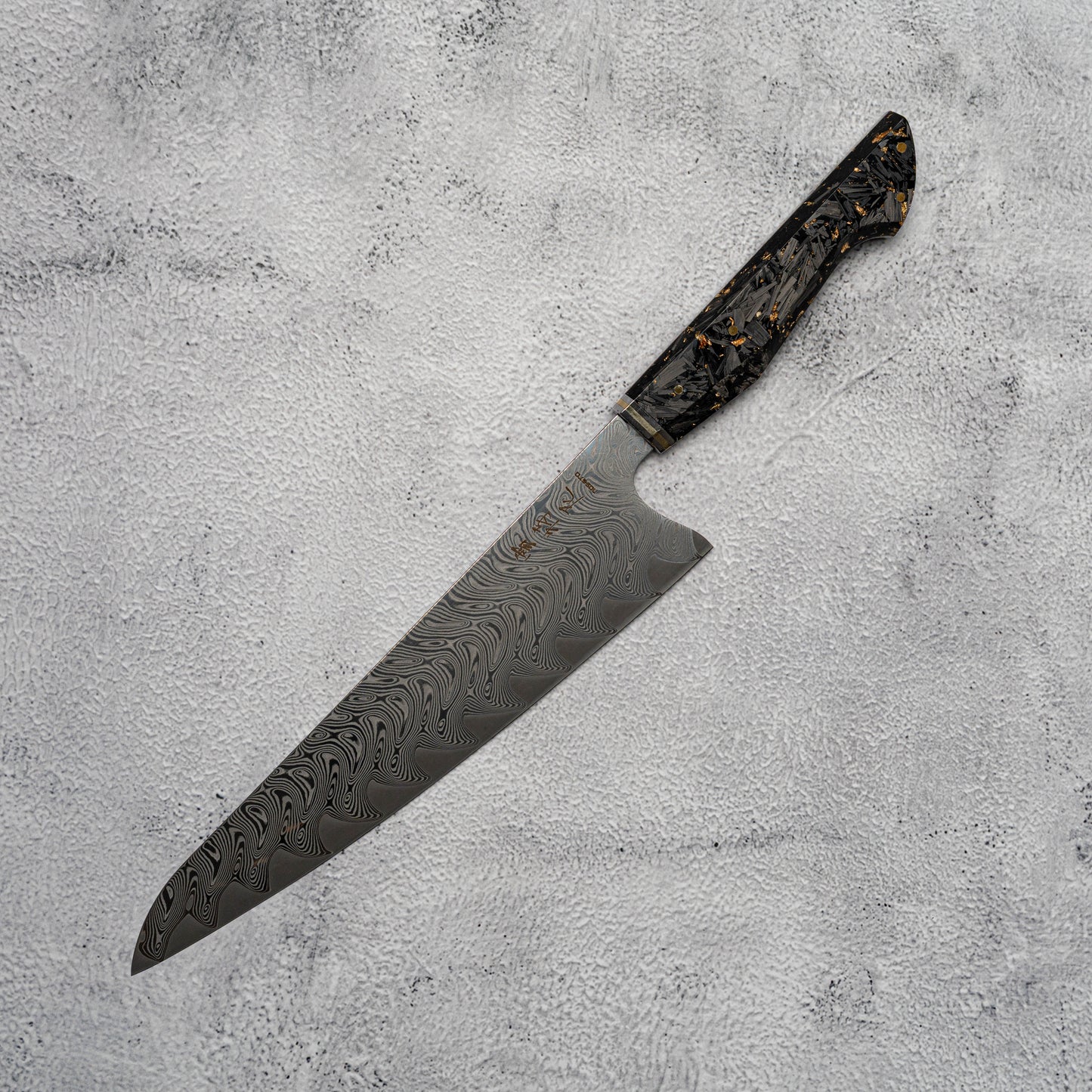 Noseto Mare Gyuto 210mm 67 Layers Au-10 Damascus Carbon Fiber Resin Handle