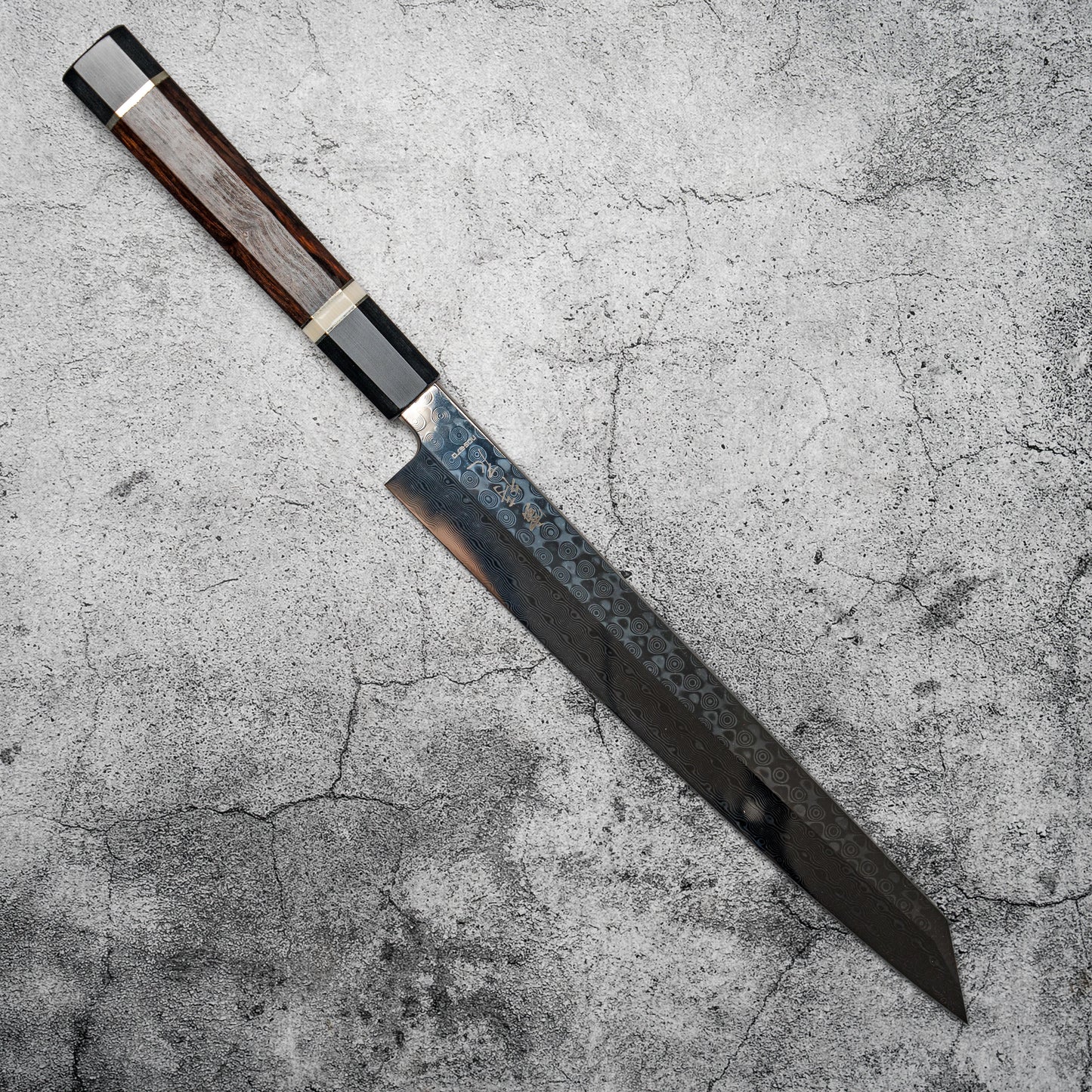 Couteau à sushi Noseto Yanagiba Kiritsuke 270 mm en acier damas 110 couches à haute teneur en carbone avec manche en bois de fer