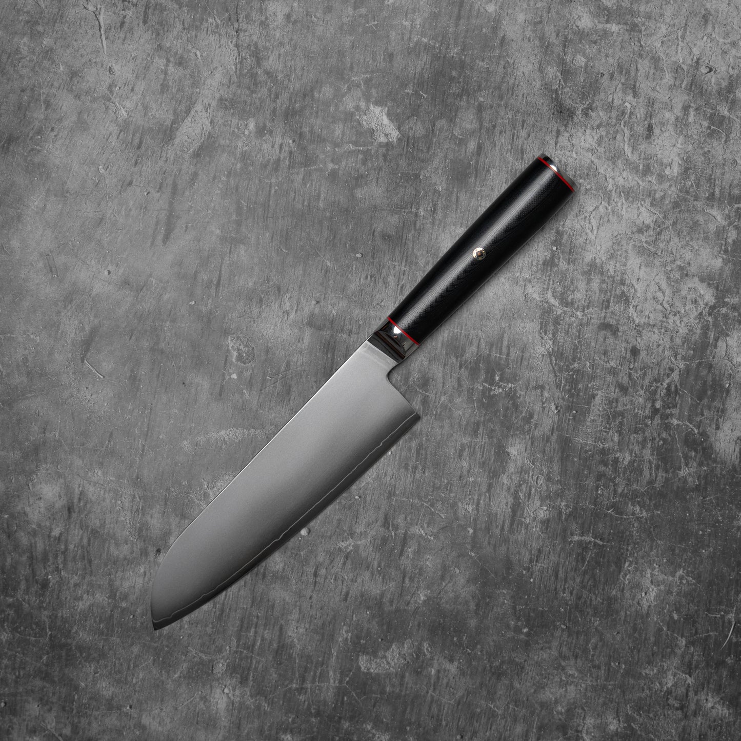 Couteau Santoku Noseto Sumi 180 mm, 3 couches d'acier composite, noyau en acier VG-10, manche en fibre de verre G-10