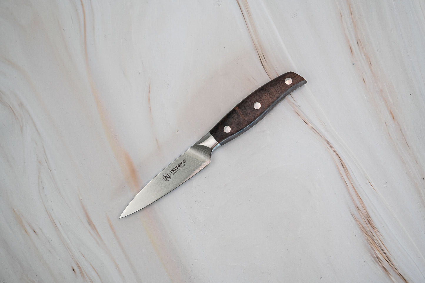 Couteau d'office allemand NOSETO 90 mm en acier inoxydable de haute qualité avec manche en bois de santal rouge