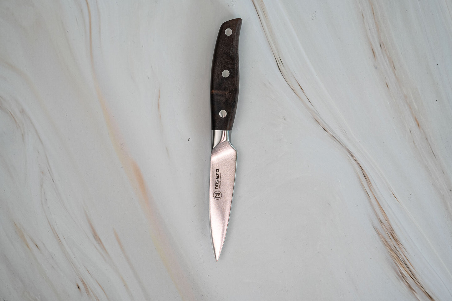 Couteau d'office allemand NOSETO 90 mm en acier inoxydable de haute qualité avec manche en bois de santal rouge