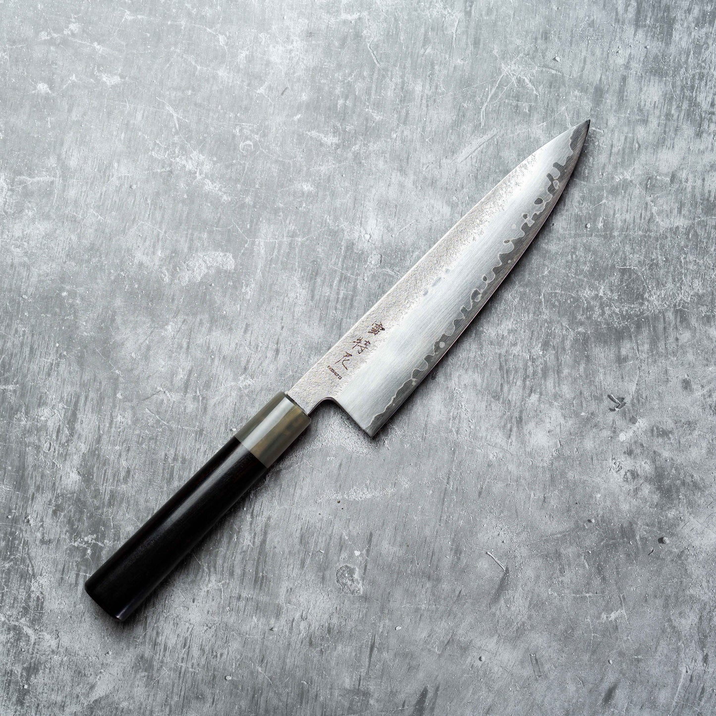 Noseto Ginro Gyuto 210mm Silvery Forging USA S35Vn Powder Steel with Buffalo Horn & Ebony handle