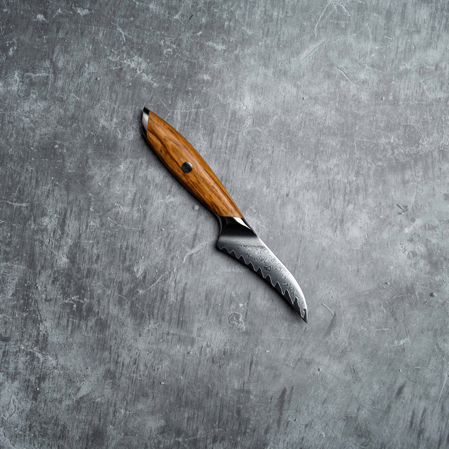 Noseto Batsu Paring/Peeling 100mm 73 layers Damascus Powder Steel with Olive Wood Handle