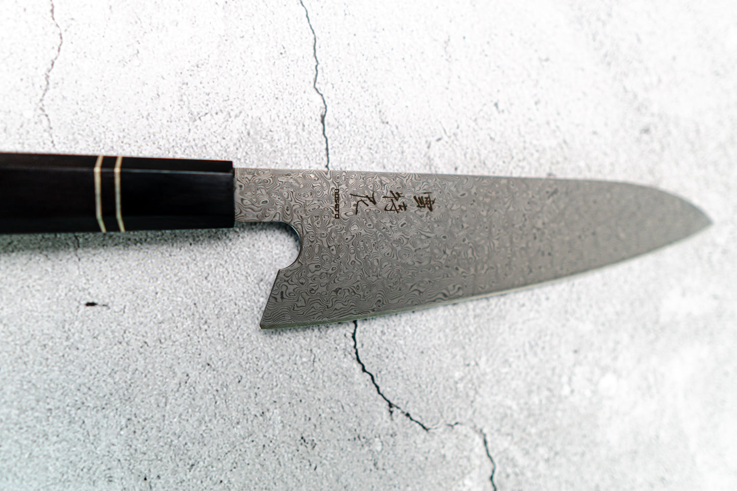 Couteau à lame fixe Noseto 110 couches en acier Damas Super Steel Gyuto, manche octogonal en bois d'ébène et pierre noire