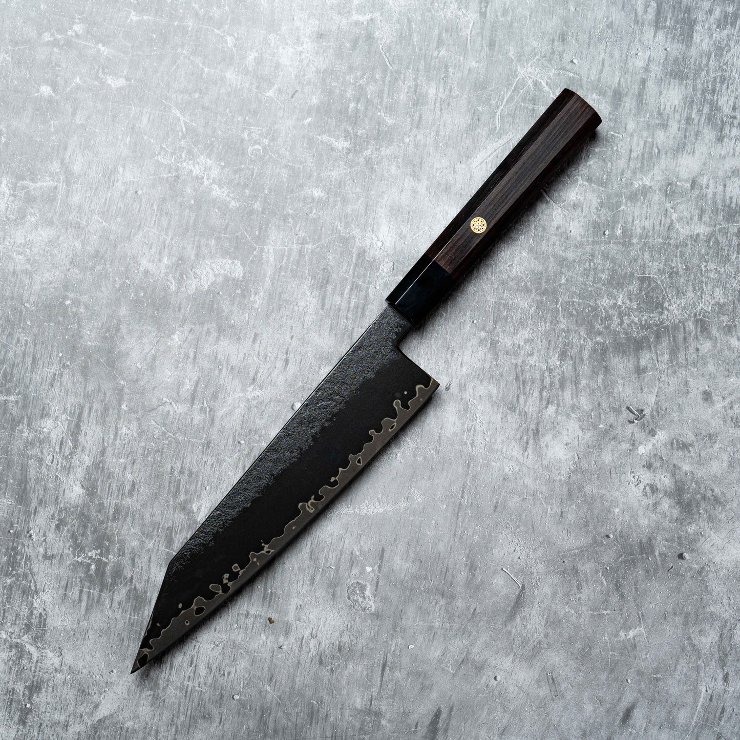Noseto Arai Kiritsuke 210mm 3 Layers Black Dyeing MD606 Powder Steel Core with Octagonal Ebony and Buffalo Horn