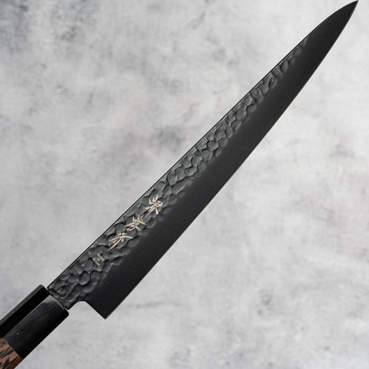 Sakai Takayuki Sujihiki 240mm Kurokage VG10 Hammered Teflon Coating Wenge Handle