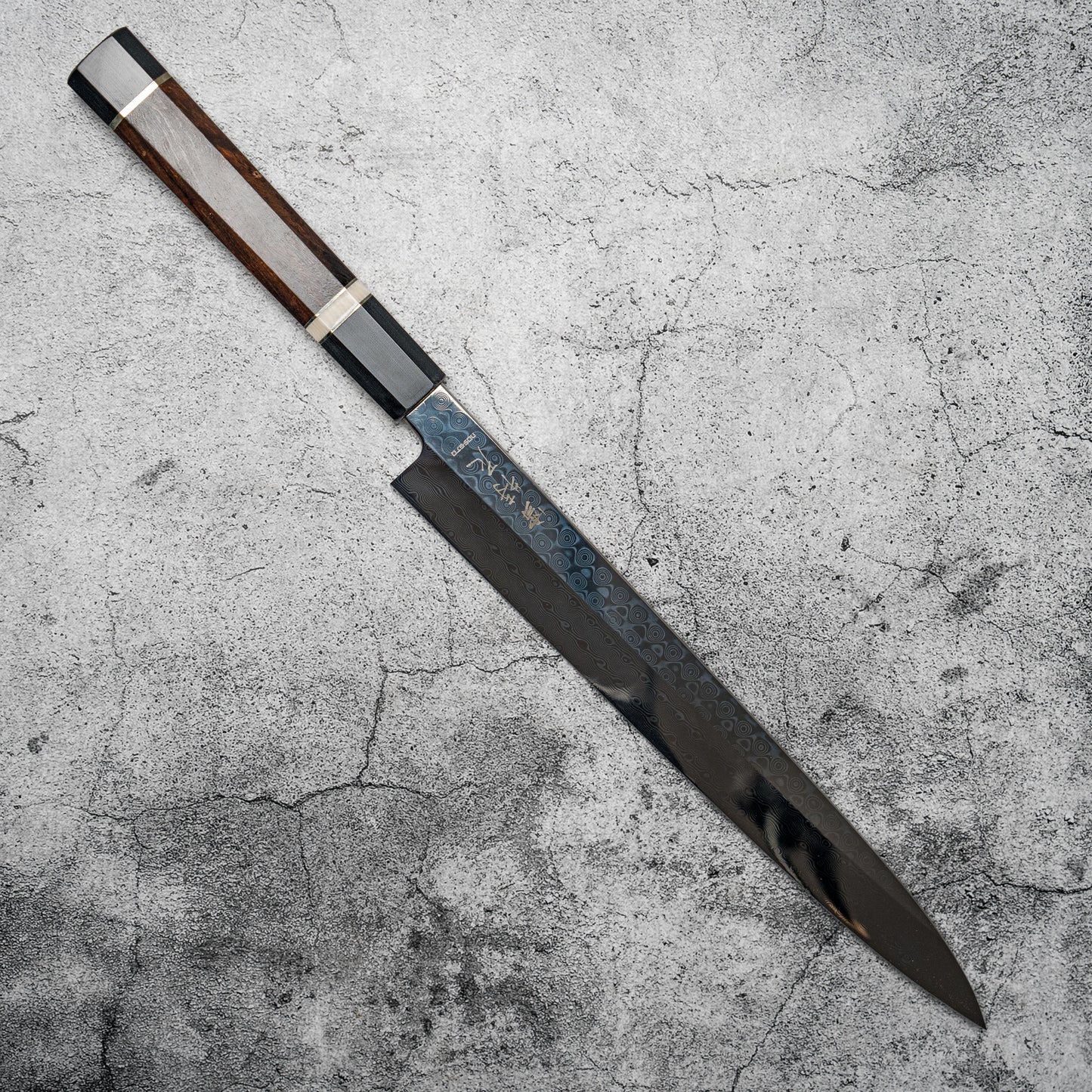 Couteau à sushi Noseto Yanagiba 270 mm en acier damas 110 couches à haute teneur en carbone avec manche en bois de fer