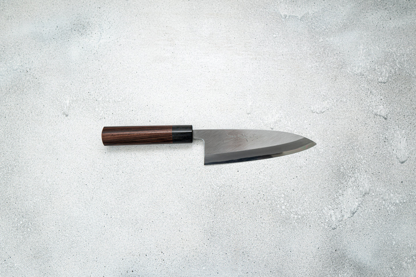 Couteau japonais Jikko White Steel n° 2 Deba, manche Shitan, 165 mm