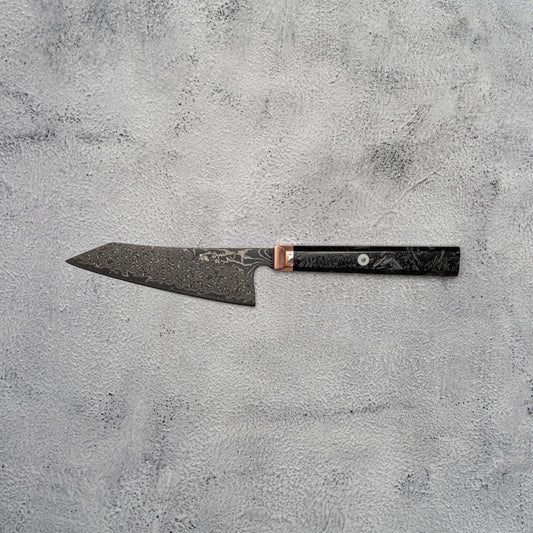 Noseto Masu 135mm Petty 67 Layers Aus-10 Damascus with Copper Bolster + Carbon Fiber