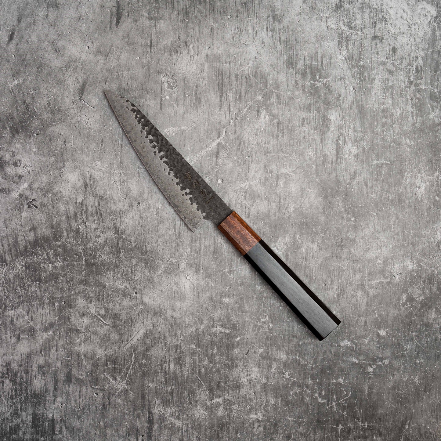 Noseto Kuki Petty 150 mm 67 couches Damas Finition Tsuchime Bois Pakka Noir