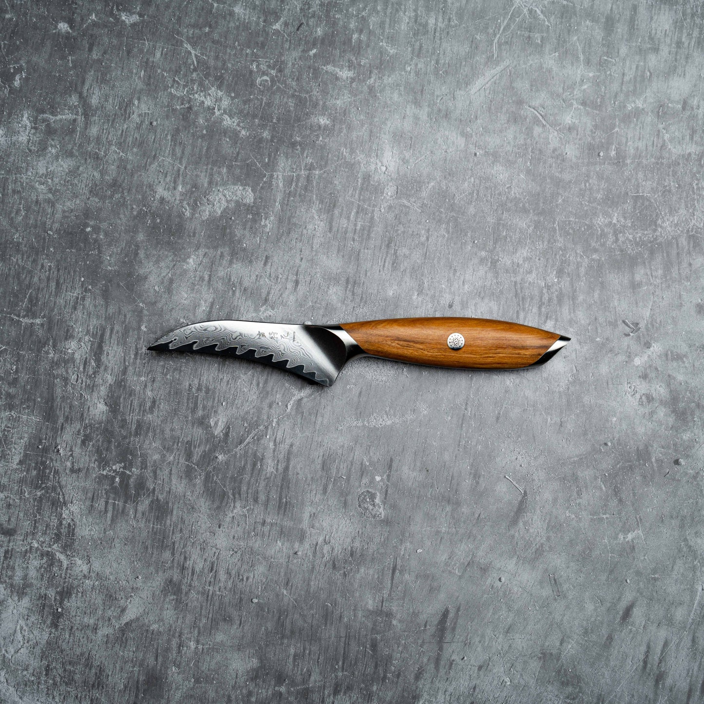 Noseto Batsu Paring/Peeling 100mm 73 layers Damascus Powder Steel with Olive Wood Handle