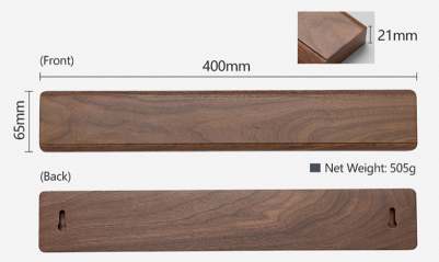Porte-couteaux magnétique puissant Noseto en bois de noyer 400 mm