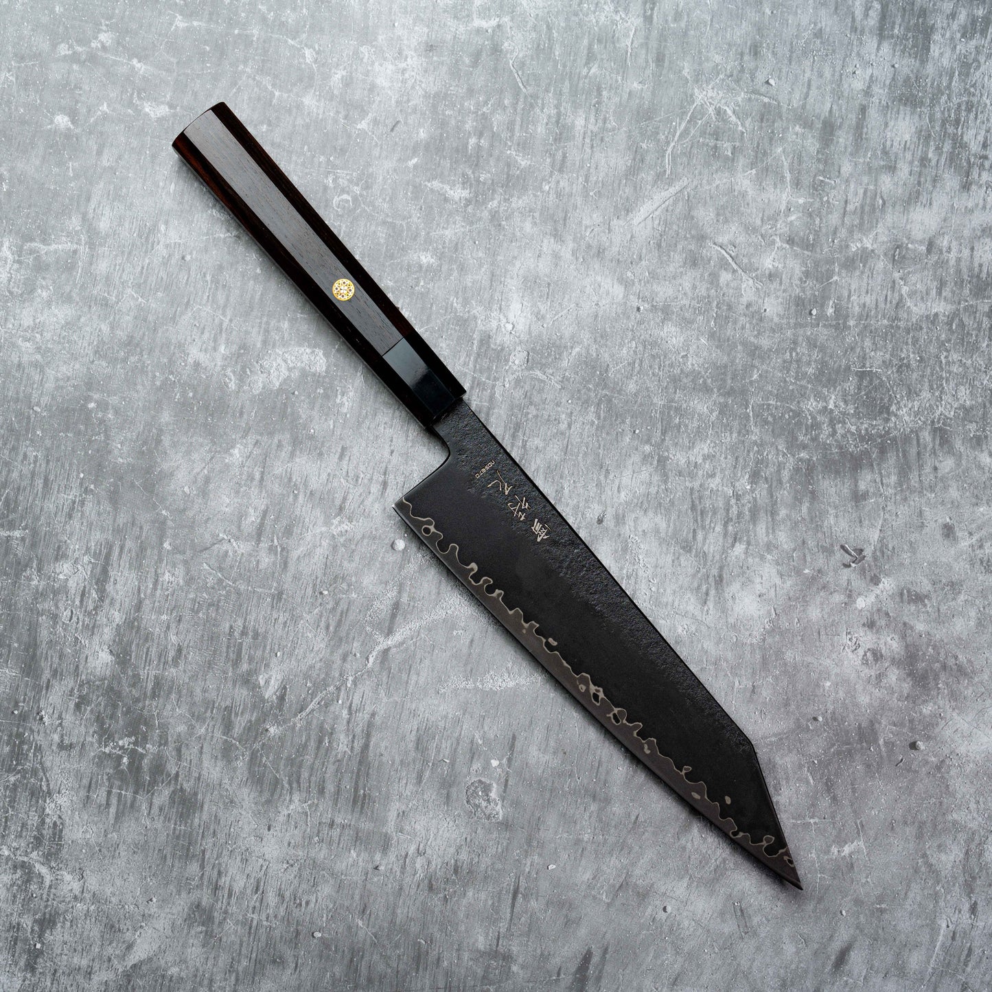 Noseto Arai Kiritsuke 210mm 3 Layers Black Dyeing MD606 Powder Steel Core with Octagonal Ebony and Buffalo Horn