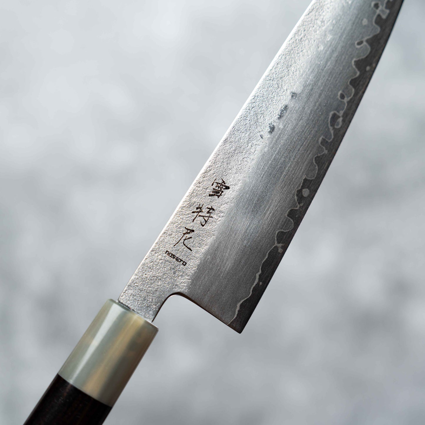 Noseto Ginro Gyuto 210mm Silvery Forging USA S35Vn Powder Steel with Buffalo Horn & Ebony handle