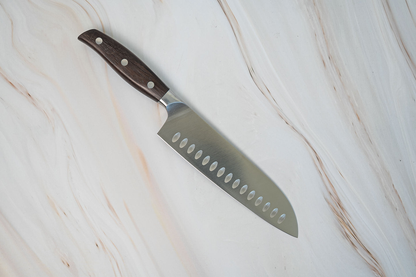 NOSETO German Santoku 185mm Stainless Steel High Quality Red Sandal Wood Handle