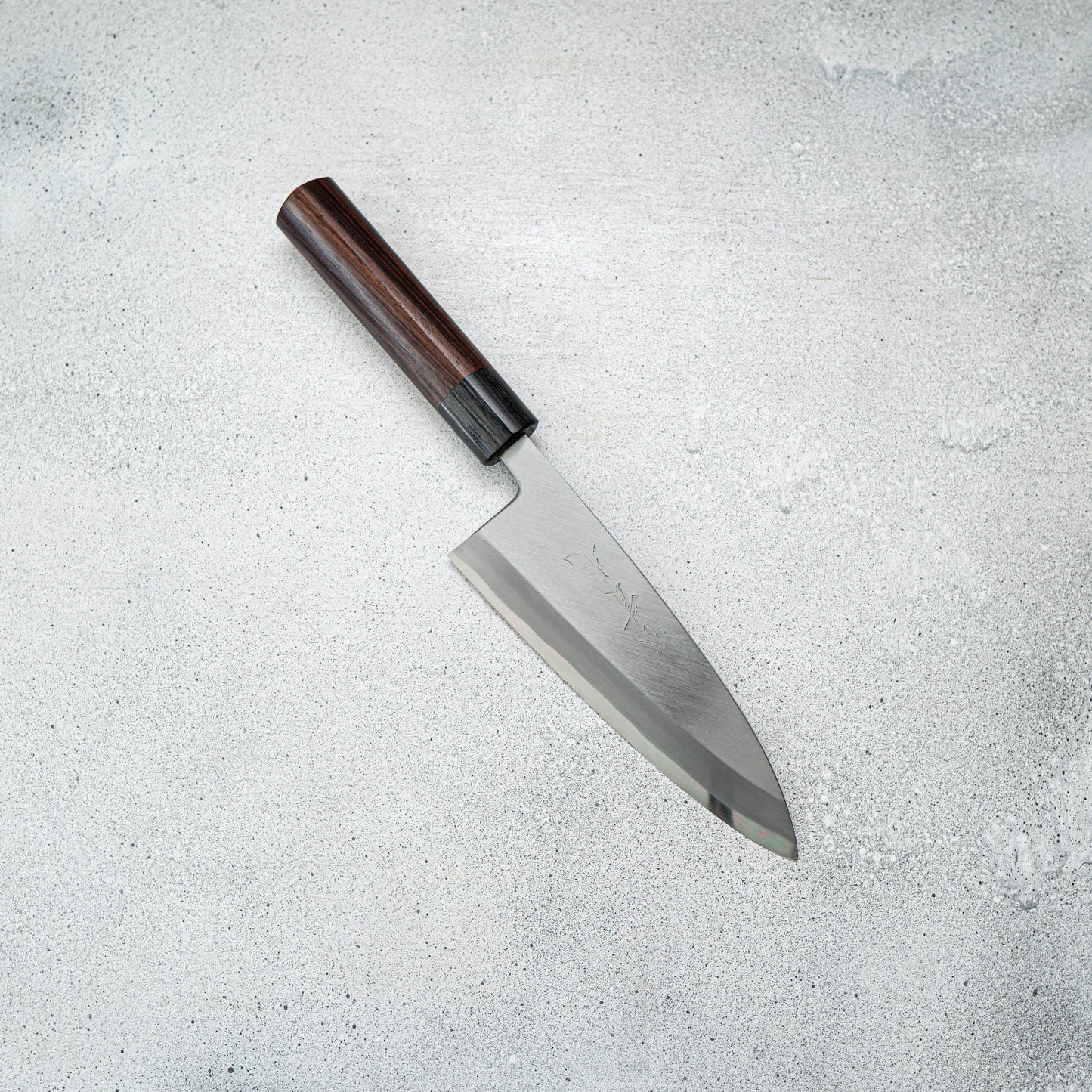 Couteau japonais Jikko White Steel n° 2 Deba, manche Shitan, 165 mm