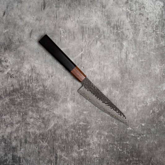 Noseto Kuki Petty 150mm 67 layers Damascus Tsuchime Finish Black Pakka Wood