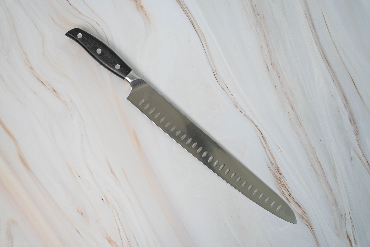 NOSETO German Meat Slicing Granton 300mm Stainless Steel High Quality Red Sandal Wood Handle