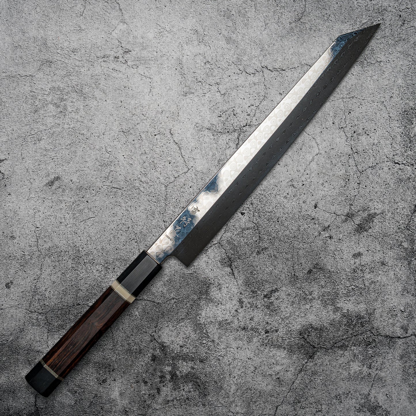 Couteau à sushi Noseto Yanagiba Kiritsuke 270 mm en acier damas 110 couches à haute teneur en carbone avec manche en bois de fer
