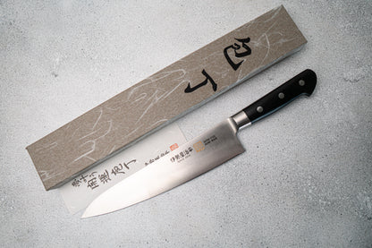 Couteau japonais Iseya Molybdenum Gyuto 210 mm, manche en bois de pakka noir