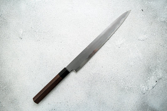 Couteau à trancher Jikko White Steel n° 2 Sujihiki, manche Shitan, 270 mm
