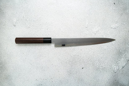 Couteau japonais Jikko White Steel n° 2 Sujihiki, manche Shitan, 240 mm