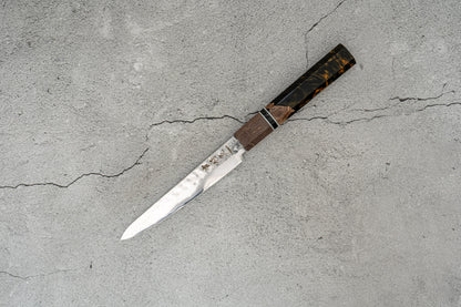 Couteau à lame martelée Noseto Brown VG-10 67 couches 150 mm Petit Damas Manche en résine Bois