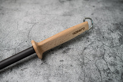 Rodoir à roder Noseto en céramique noire, acier, 270 mm, embout ABS résistant aux chocs