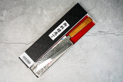 Seisuke Tsukikage AUS10 Migaki Finished Hammered Damascus Gyuto Japanese Knife 210mm Oak Handle