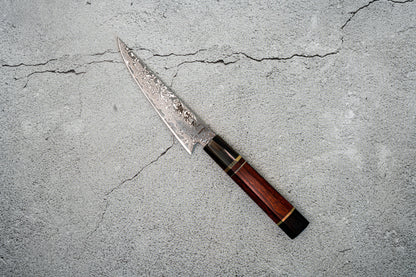Couteau Noseto Kaji Petty 130 mm, Damas, noyau en acier VG-10, 67 couches, cornes de buffle, bois de fer