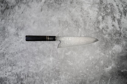Couteau à lame fixe Noseto 110 couches en acier Damas Super Steel Gyuto, manche octogonal en bois d'ébène et pierre noire