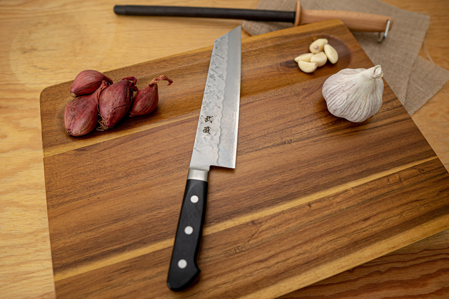 KIRITSUKE BUNKA SILVER STEEL #3 NASHIJI WESTERN HANDLE 210MM
