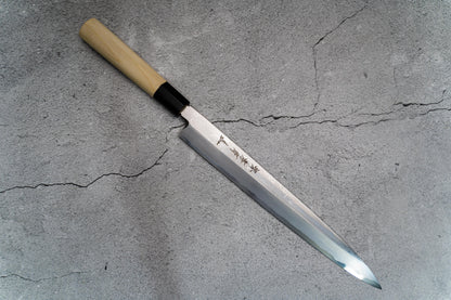 Sakai Takayuki Uzushio Couteau japonais No.2 Yanagiba en acier blanc, manche Magnolia de 270 mm