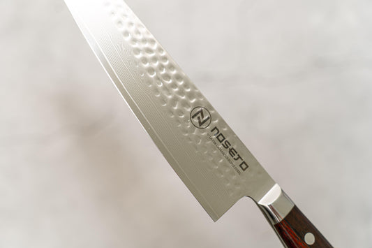 Couteau de poche Noseto Yohan en acier damas martelé 210 mm, manche occidental en palissandre