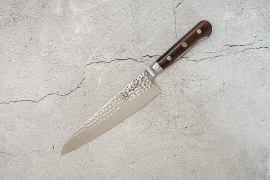 Couteau de poche Noseto Yohan en acier damas martelé 210 mm, manche occidental en palissandre