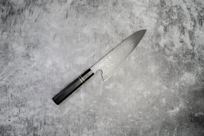 Couteau à lame fixe Noseto 110 couches en acier Damas Super Steel Gyuto, manche octogonal en bois d'ébène et pierre noire