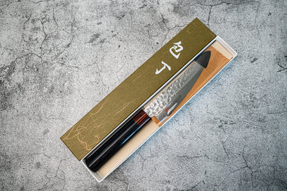 Petit couteau japonais Santoku Iseya VG10 Damas 135 mm