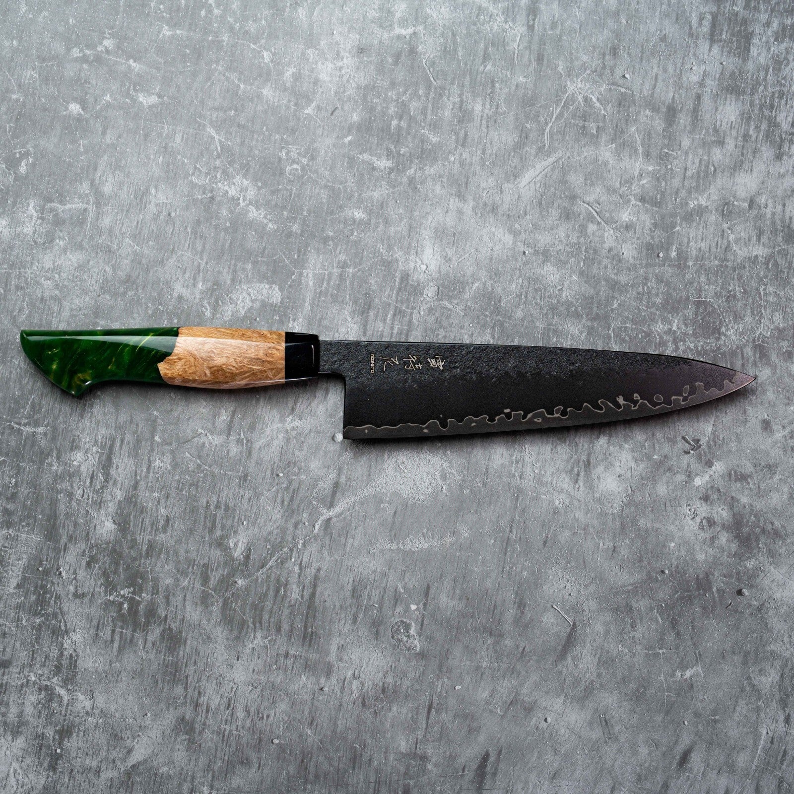 Noseto Arai Gyuto Knife 210mm 240mm 3 Layers Black Dye MD606 Powder Steel Core